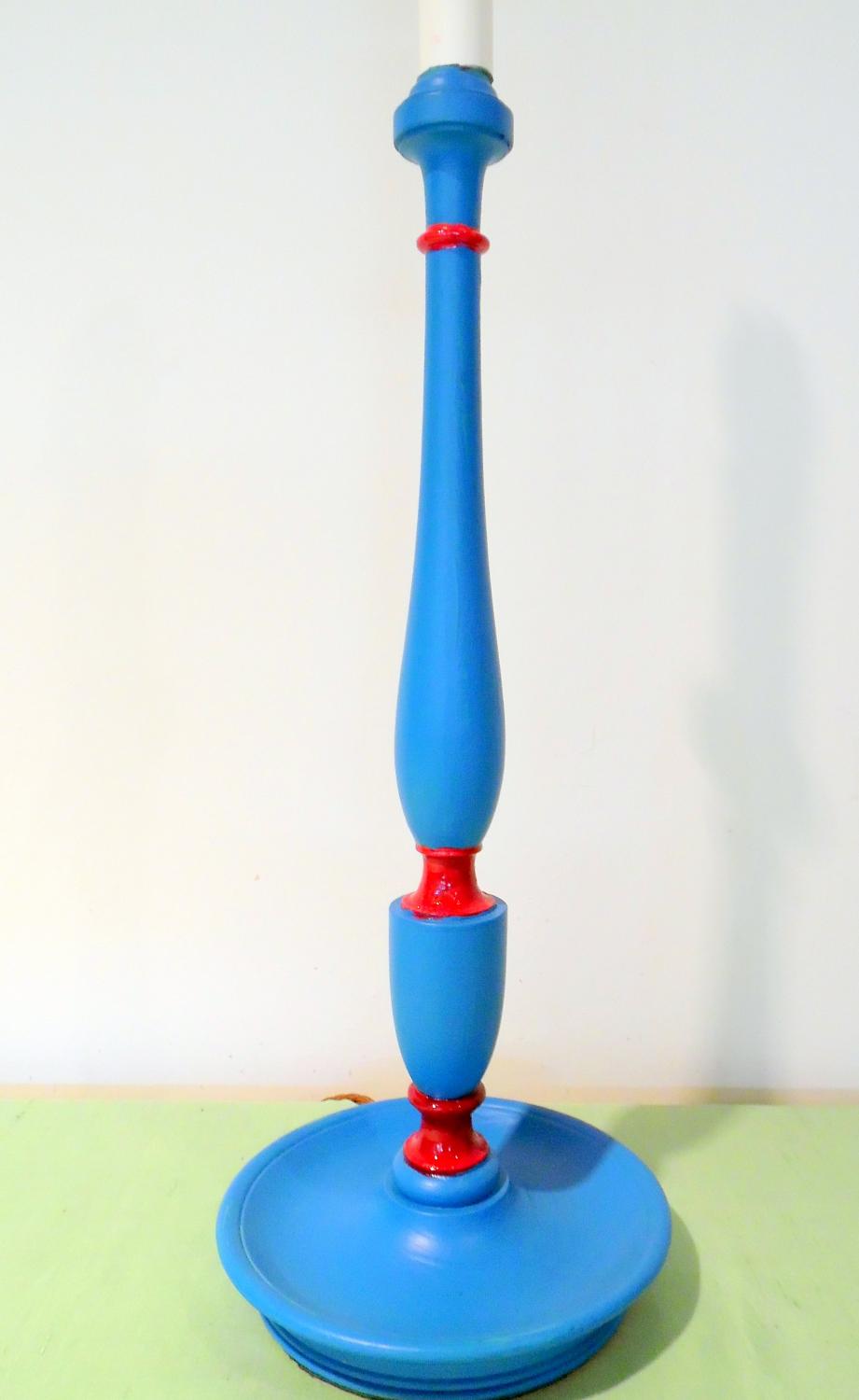 Blue and red candlestick lamp
