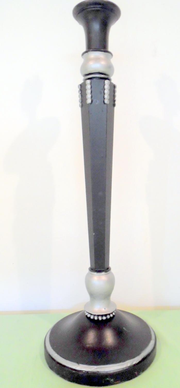 Art Deco black and silver painted column