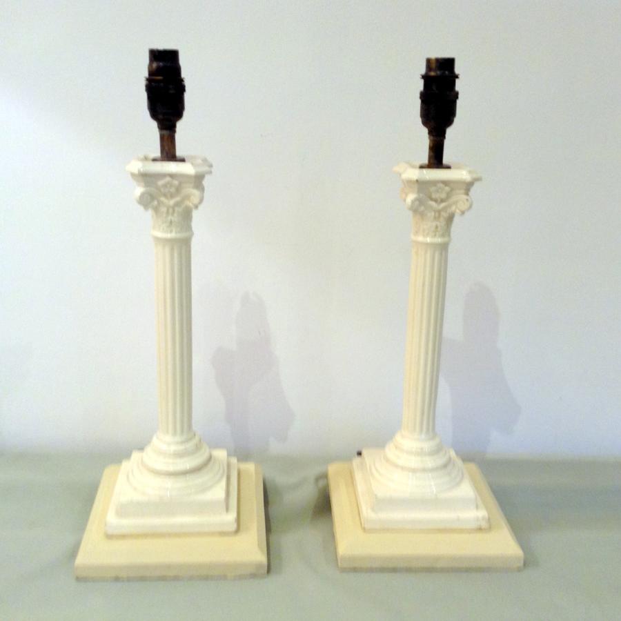 Pair Creamware columns c1890