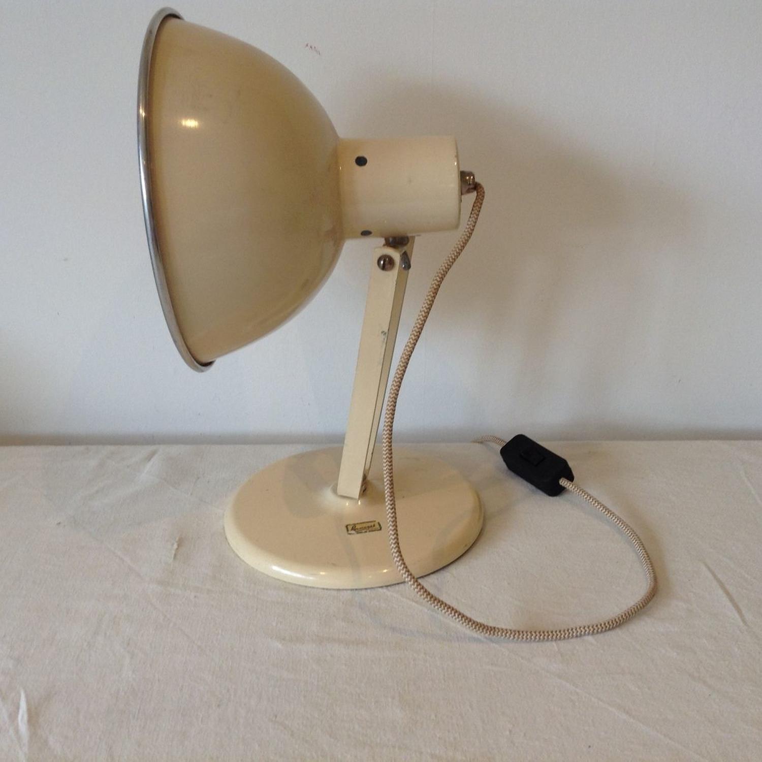`1940's cream metal desk lamp