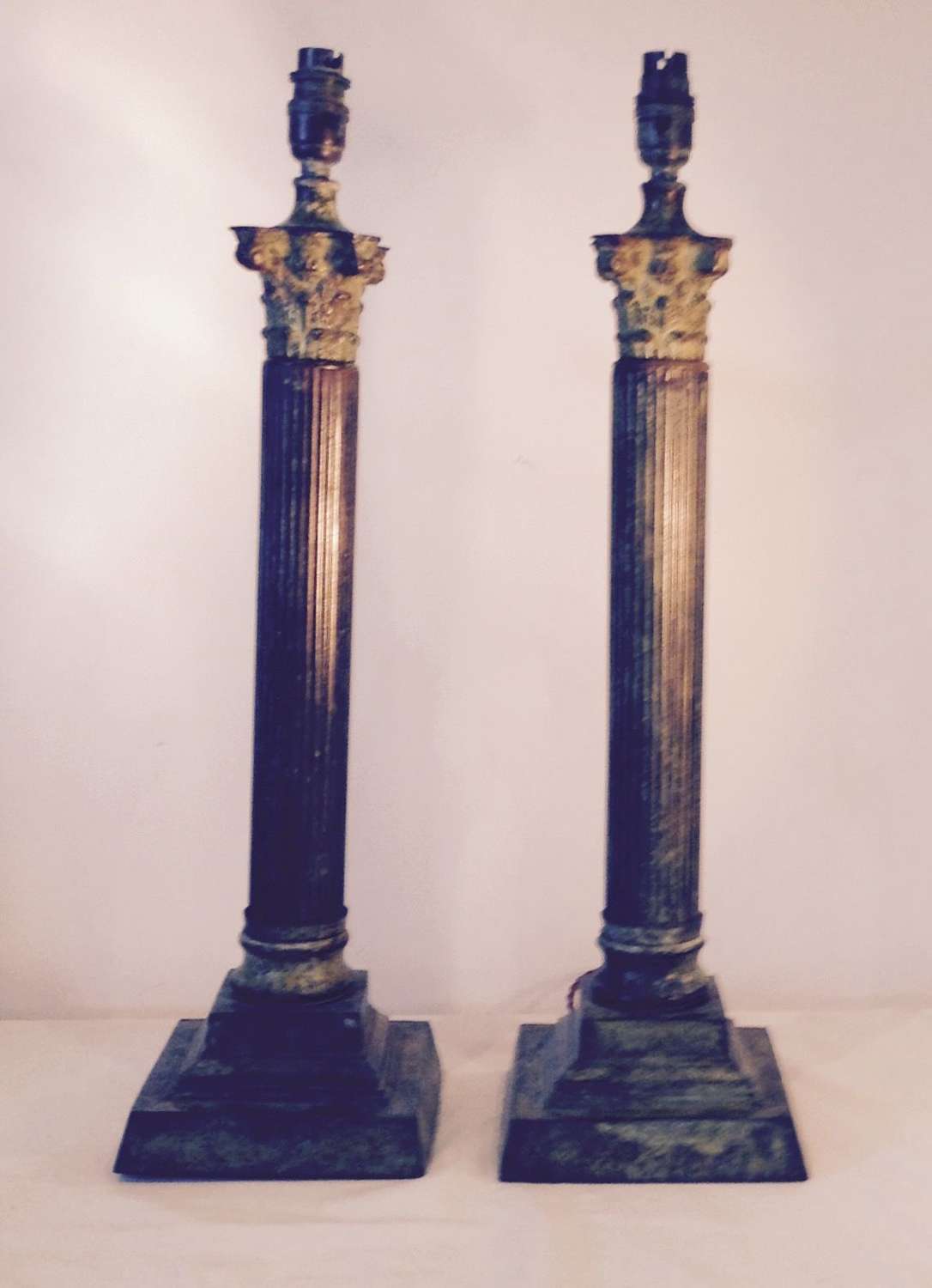 Pair Verdigris Columns