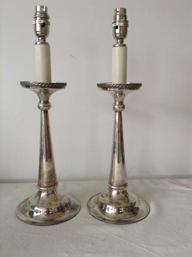 Pr Art Deco  silver plated lamps SOLD