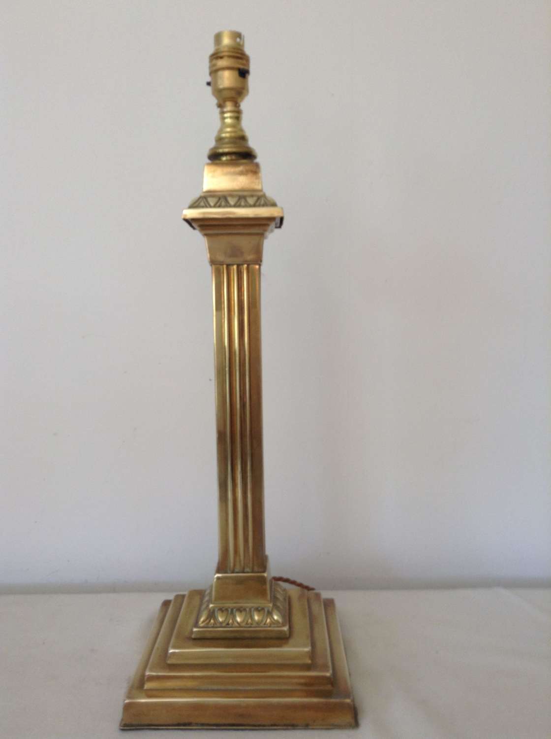 Victorian square brass column lamp