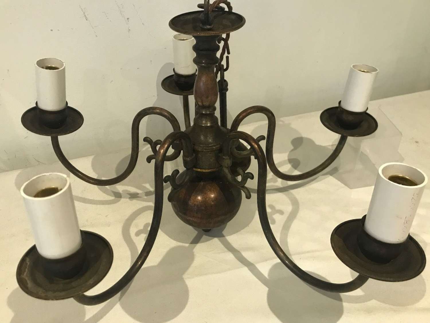 5-arm brass chandelier