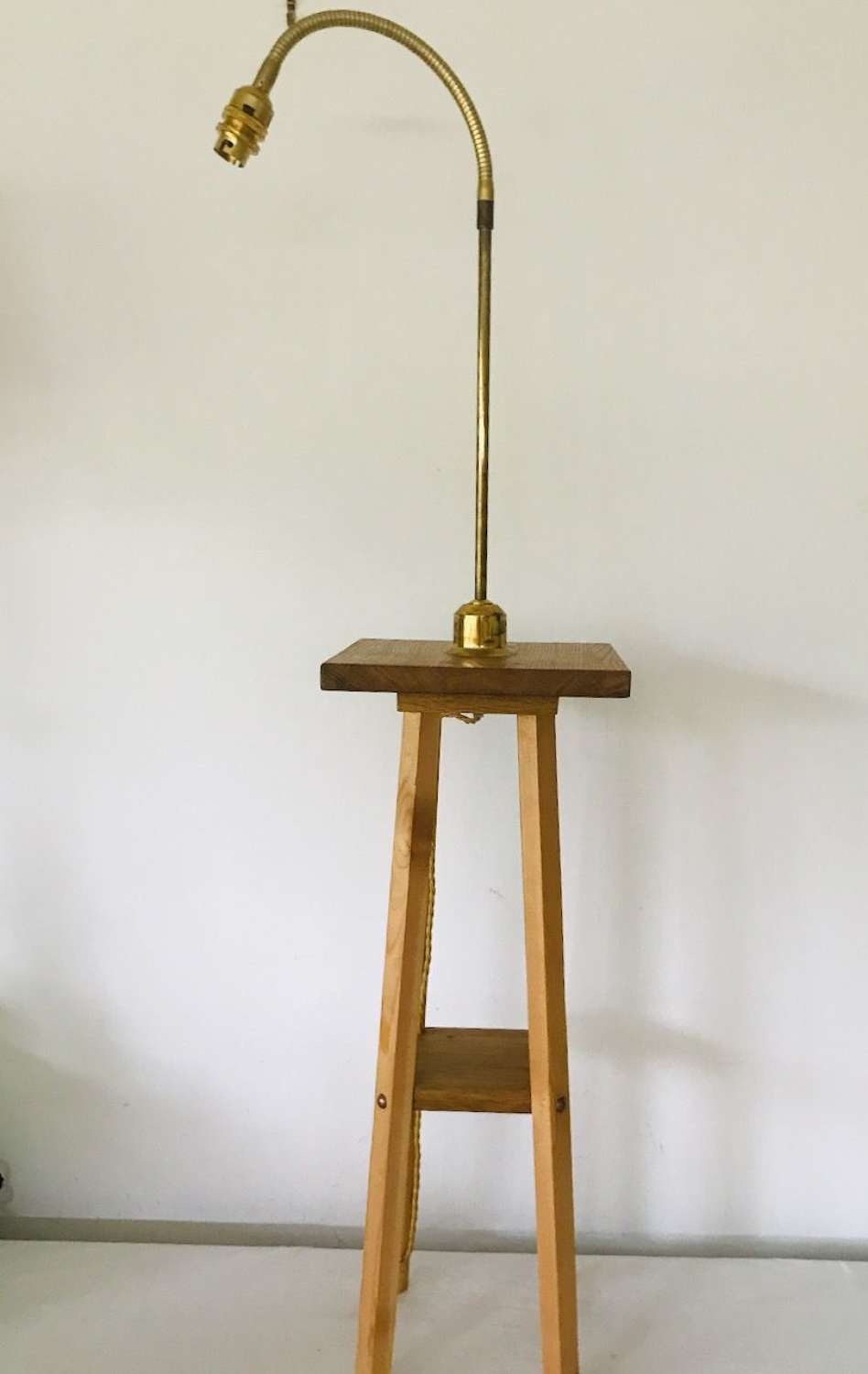 Wooden reading lamp with shelf