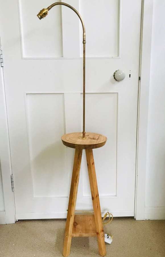 Wooden reading floor lamp with shelf SOLD
