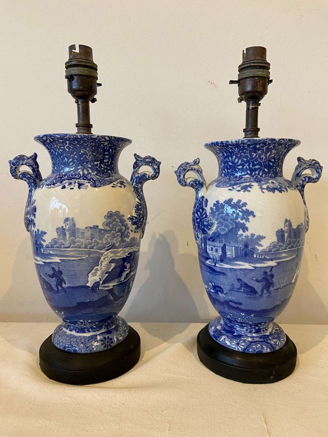 Pair of Spode Copeland Blue & White Urns