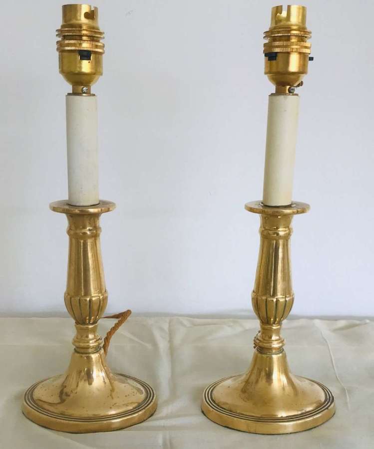 Pair small Victorian candlestick lamps SOLD